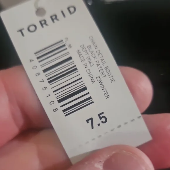 Torrid Black Patent Ankle Boots with Chain Accent - Picture 2 of 4